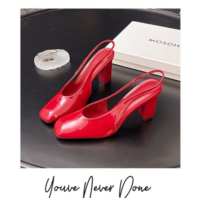 Chunky Slingback Mules Heel