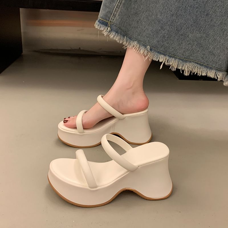 Slide Heel Wedge Sandals Platform