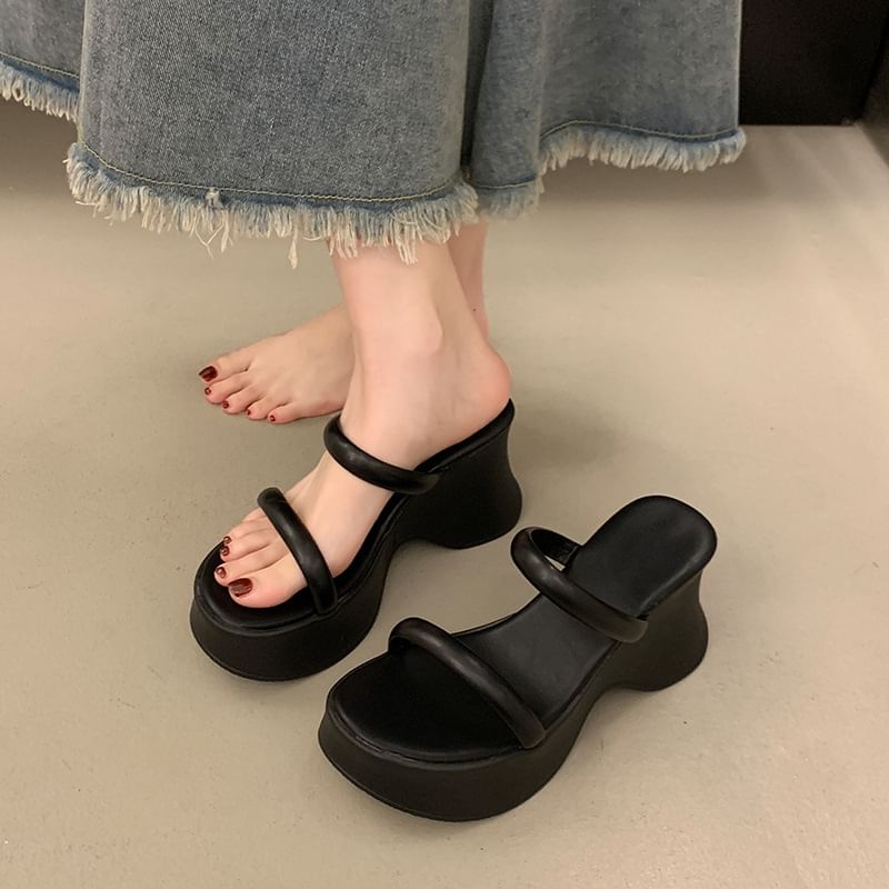Slide Heel Wedge Sandals Platform