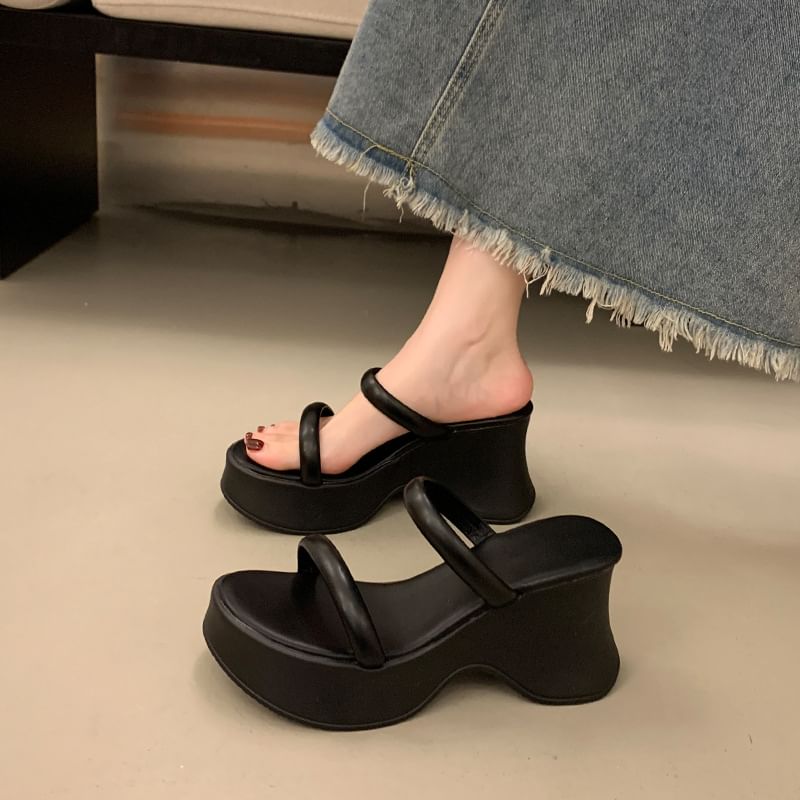 Slide Heel Wedge Sandals Platform