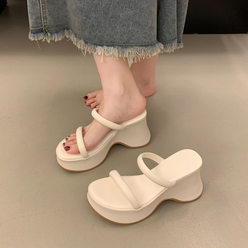 Slide Heel Wedge Sandals Platform