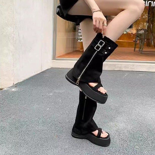 Loop Platform Toe Buckled Sandals Gladiator