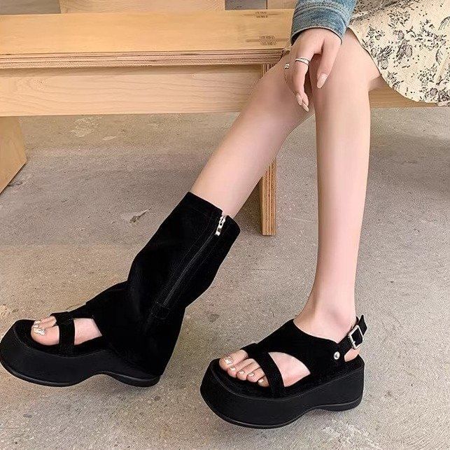 Loop Platform Toe Buckled Sandals Gladiator