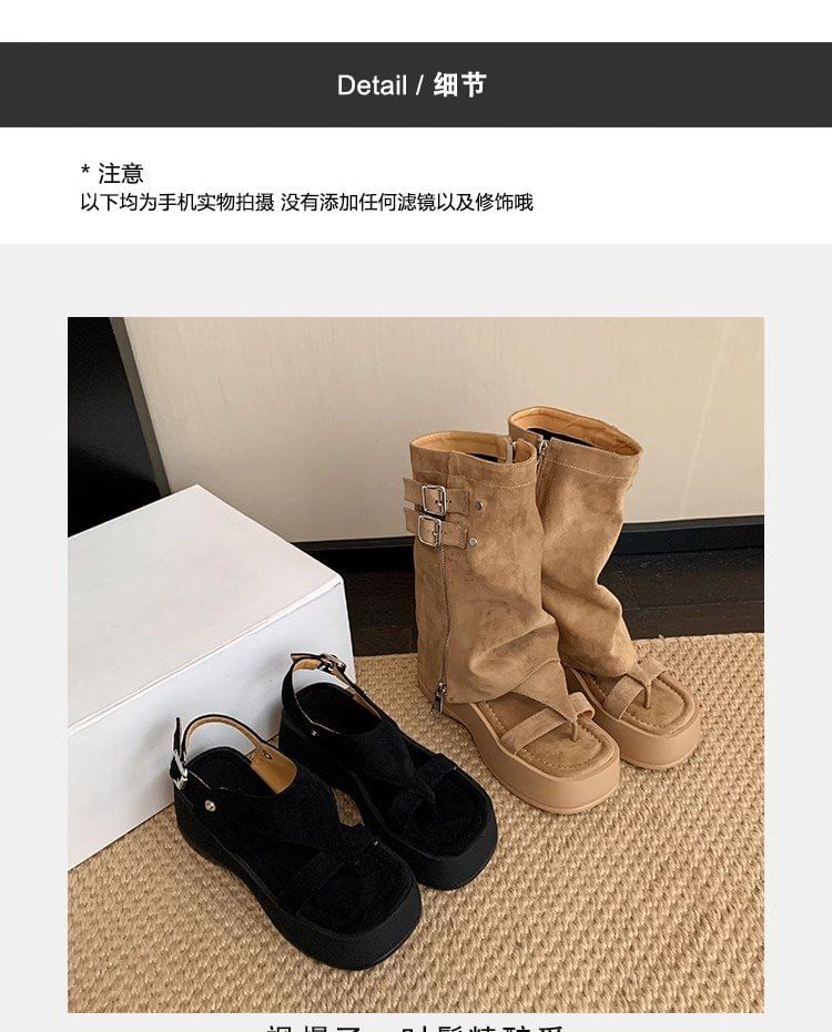 Loop Platform Toe Buckled Sandals Gladiator