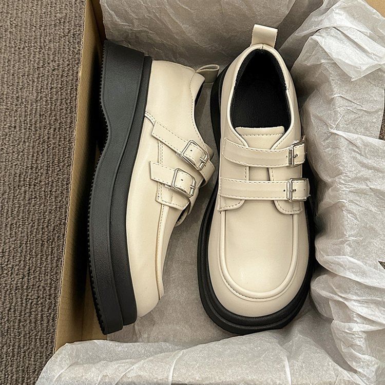 Loafers Platform Leather Faux Buckled