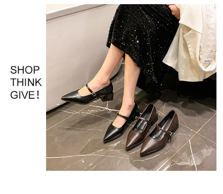 Jane Shoes Heel Mary Pointy Chunky