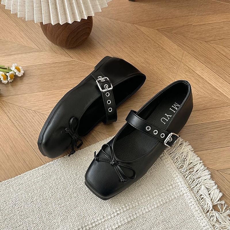 Jane Shoes Square-Toe Bow Mary