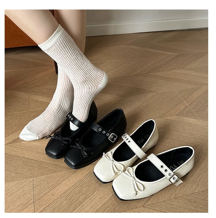 Jane Shoes Square-Toe Bow Mary