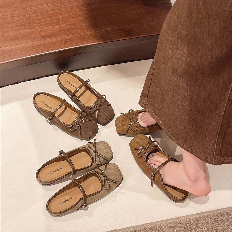 Jane Mules Bow Square-Toe Mary