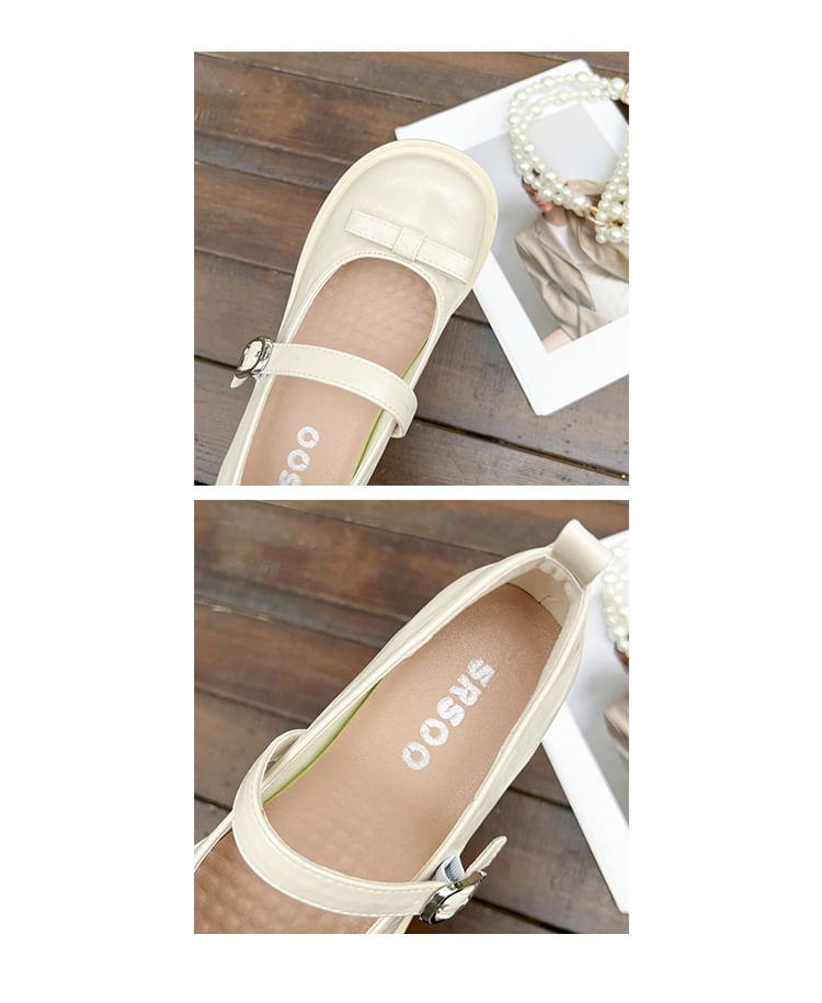 Jane Mary Block Bow Heel Shoes