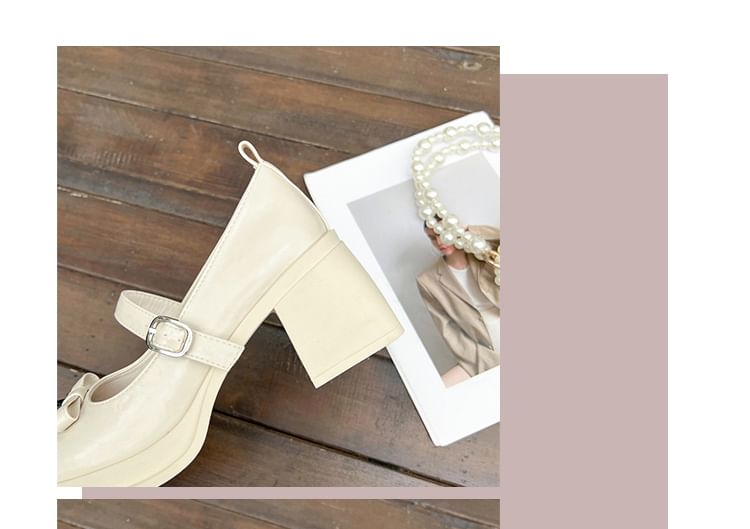 Jane Mary Block Bow Heel Shoes