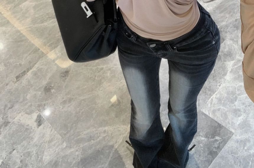 Asymmetrical Off-Shoulder Neck Plain Long-Sleeve Ruched Blouse