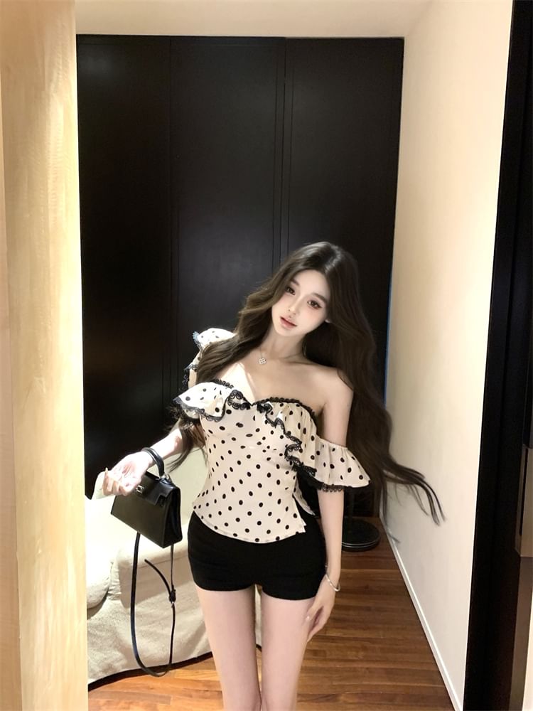 Maxi Cap-Sleeve Lace Fit Dotted Sheath Tank Dress Trim Top / Slim Ruffle