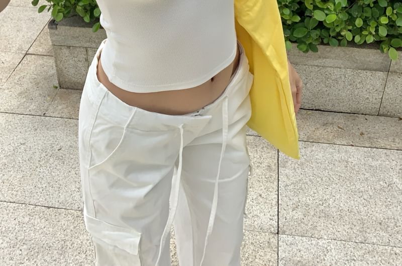 T-Shirt Crop Plain Short-Sleeve Ruched Fit Slim