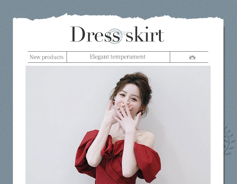 Puff-Sleeve Off-Shoulder Plain Bow Accent Ruched Trained Trumpet Evening Gown