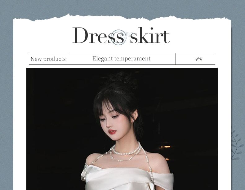 Off-Shoulder Plain Ruched Satin Mermaid Wedding Gown