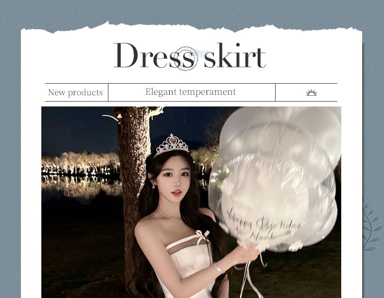 Strapless Plain Bow Accent Satin A-Line Wedding Gown