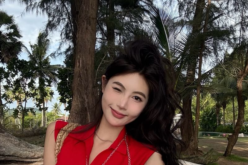 Slit Collared Zipped Fit Crop Sleeveless Slim Plain Top