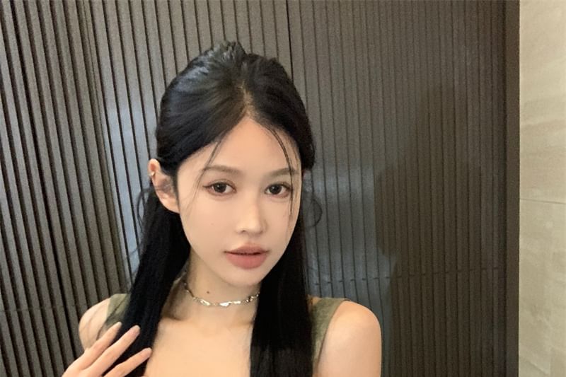 Scoop Neck Tank Jacquard Frayed Peplum Top Asymmetrical