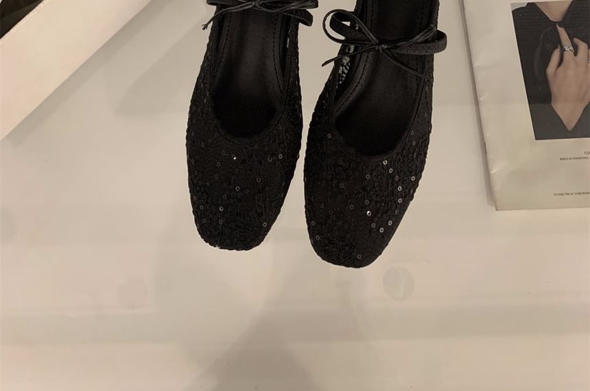 Mesh Flat Mary Bow Jane Shoes