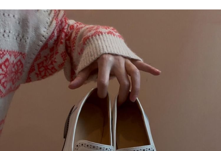 Leather Buckled Heel Faux Chunky Loafers