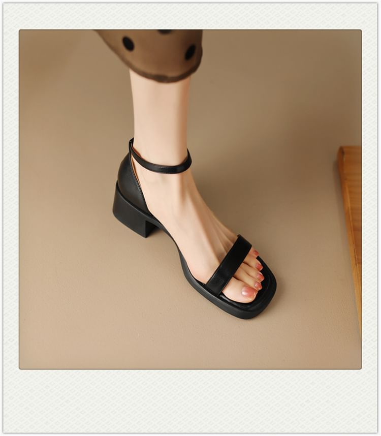 Strap Ankle Heel Sandals Chunky
