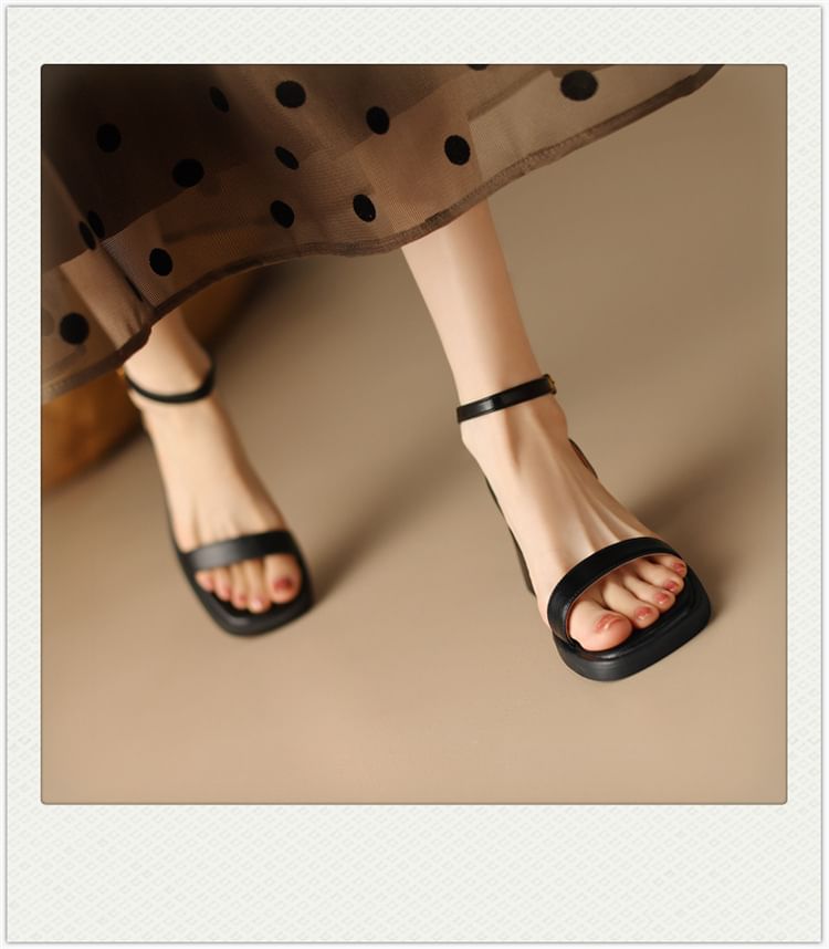 Strap Ankle Heel Sandals Chunky