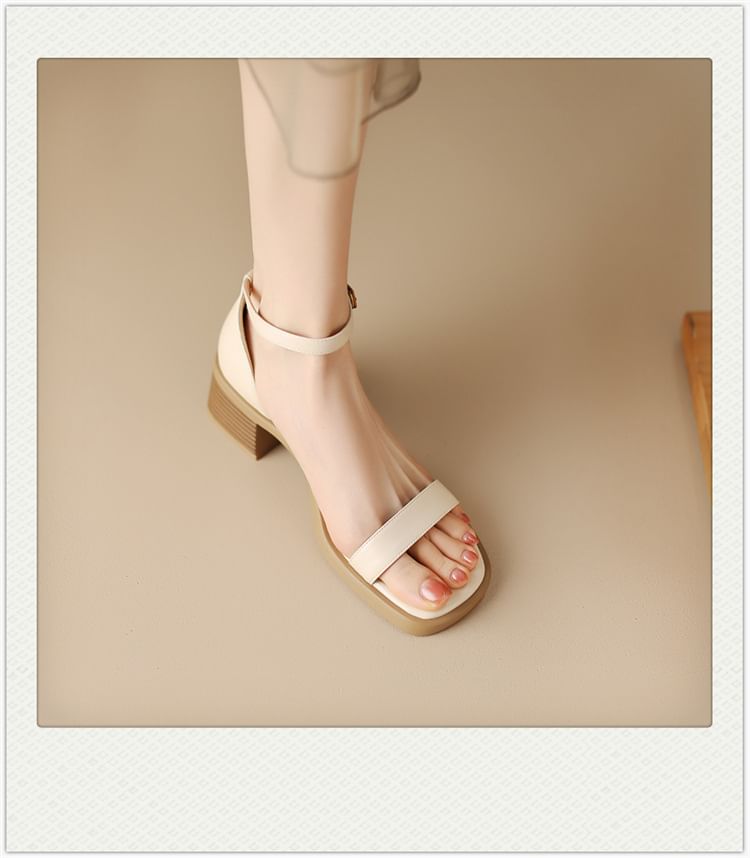 Strap Ankle Heel Sandals Chunky