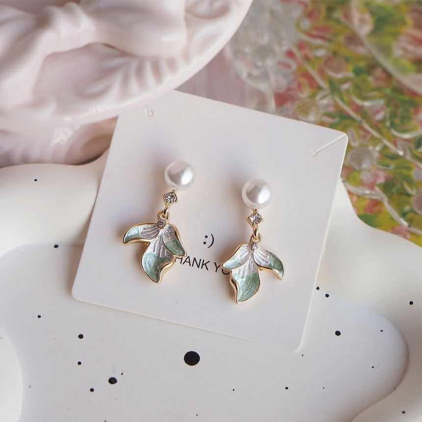 Drop / Earring Faux Pearl Flower Rhinestone Clip-On