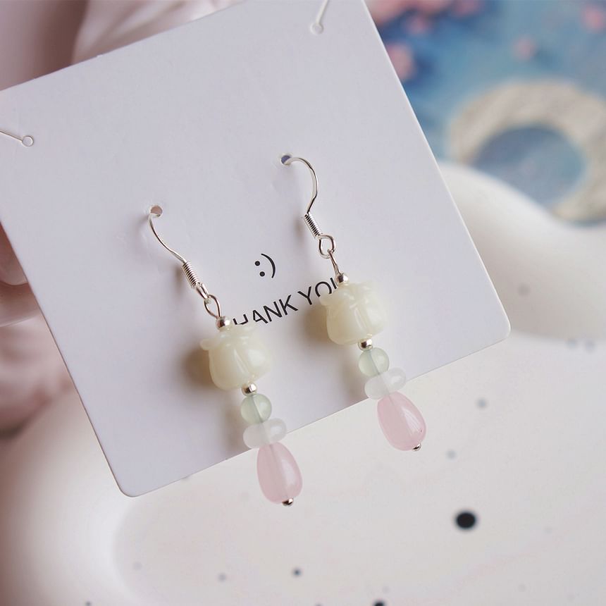 / Flower Clip-On Earring Hook Drop Beaded