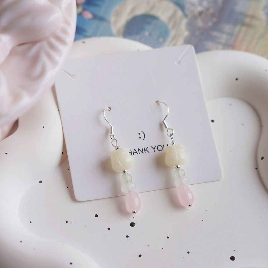 / Flower Clip-On Earring Hook Drop Beaded