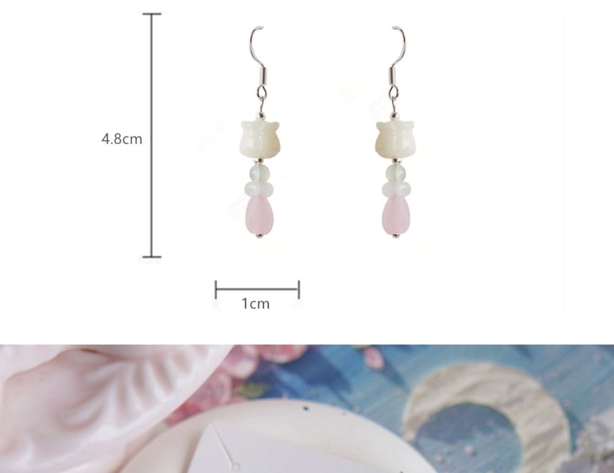 / Flower Clip-On Earring Hook Drop Beaded