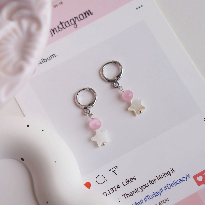 Beaded Earring Huggie Drop Star