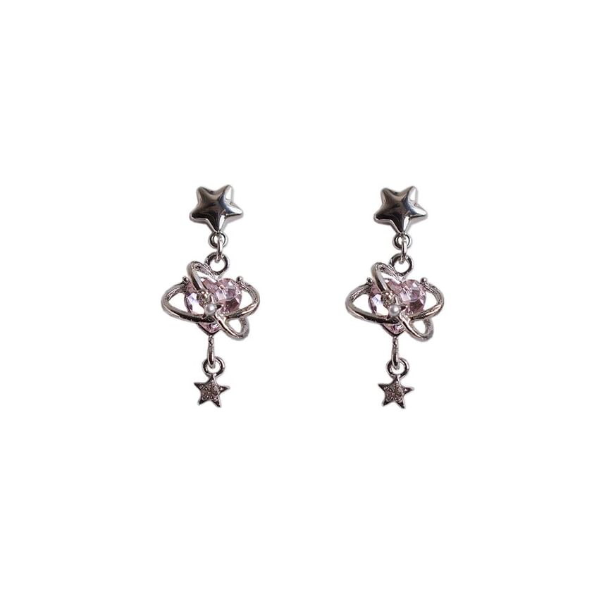 Drop Star Earring Clip-On Rhinestone / Heart