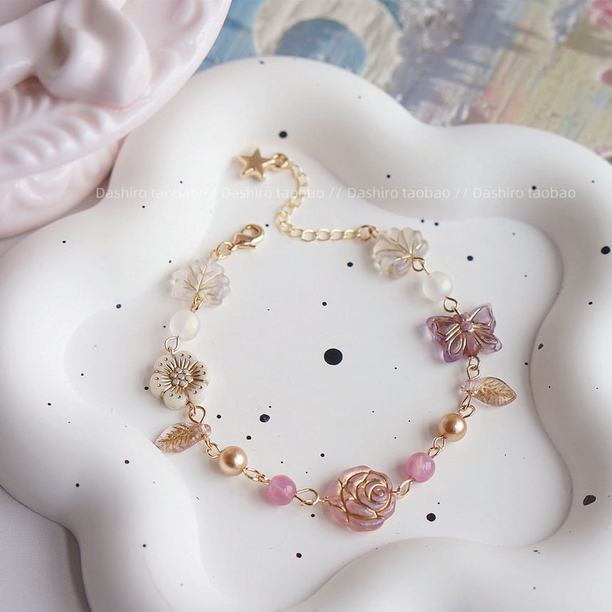 Bracelet Gemstone Flower Beaded