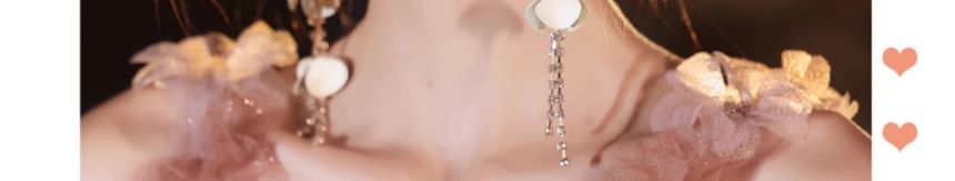 Evening Strap A-Line Floral Wide Gown Glitter