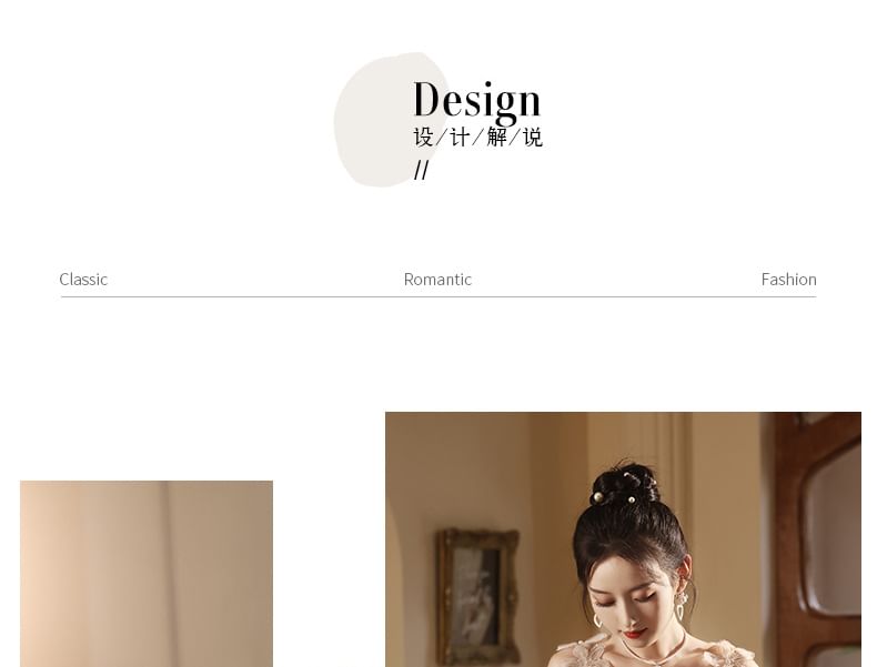 Floral Wide Gown Strap Evening A-Line