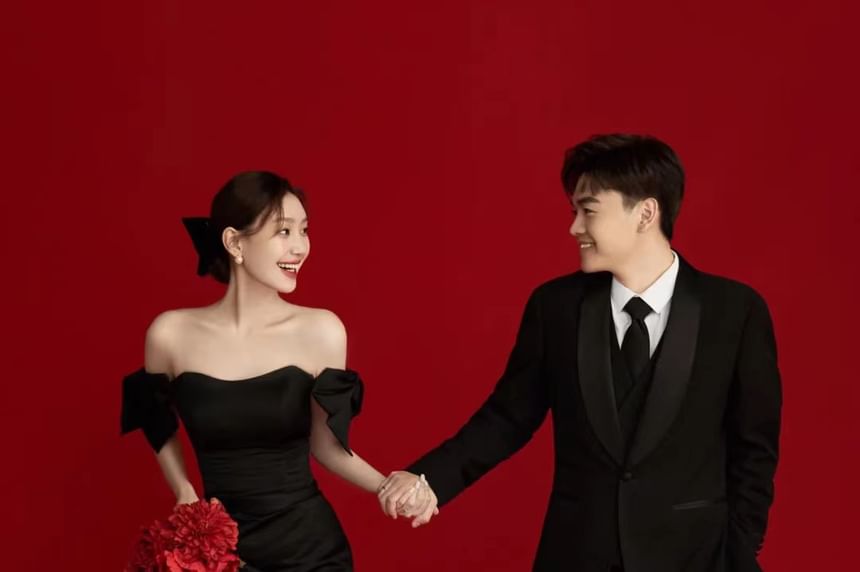 Evening Off-Shoulder A-Line Bow Gown Puff-Sleeve