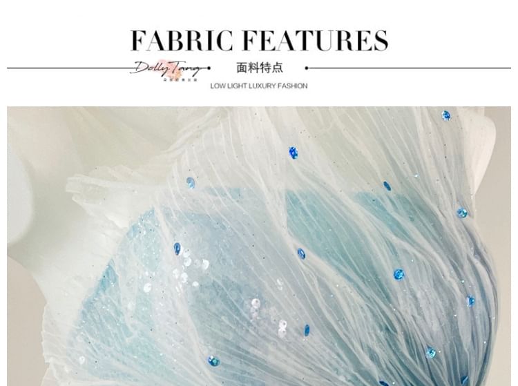 One Sequined Shoulder Ombre Mermaid Gown Evening