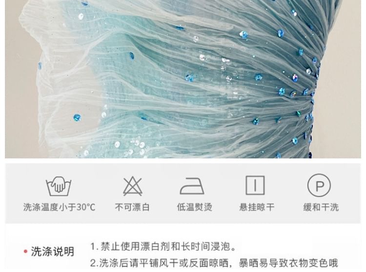 One Sequined Shoulder Ombre Mermaid Gown Evening