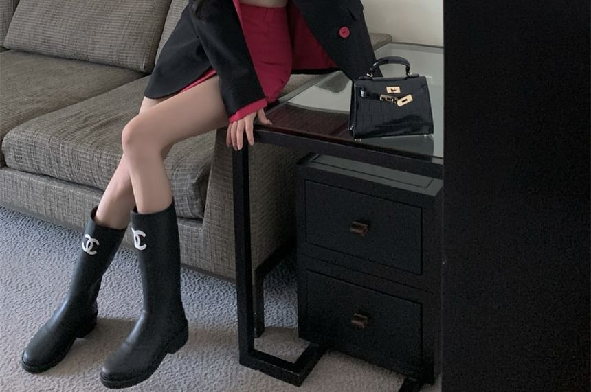 Tone Notch Lapel / Waist Designs) Two-Piece (Various Two Mini Pencil Skirt Mock Blazer High Plain