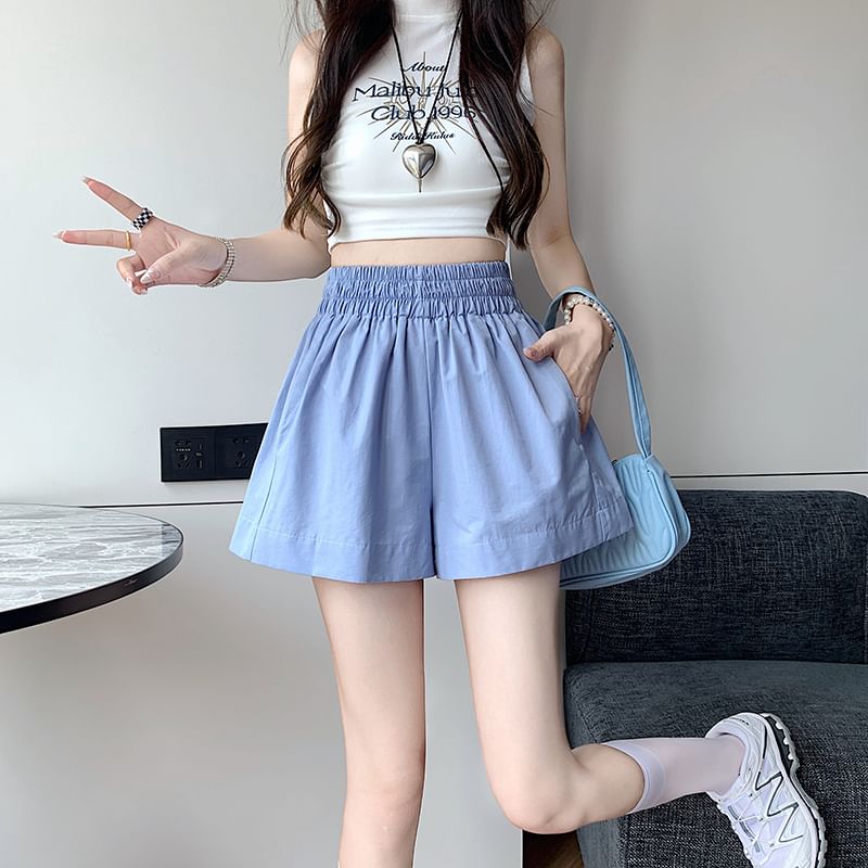 Waist Elastic Shorts Plain