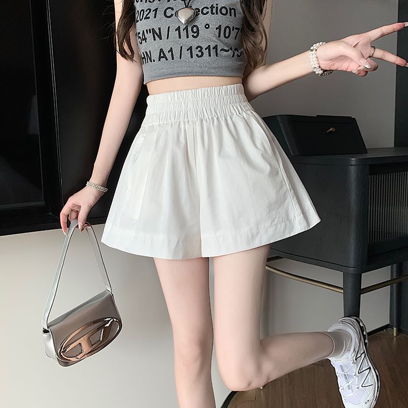 Waist Elastic Shorts Plain