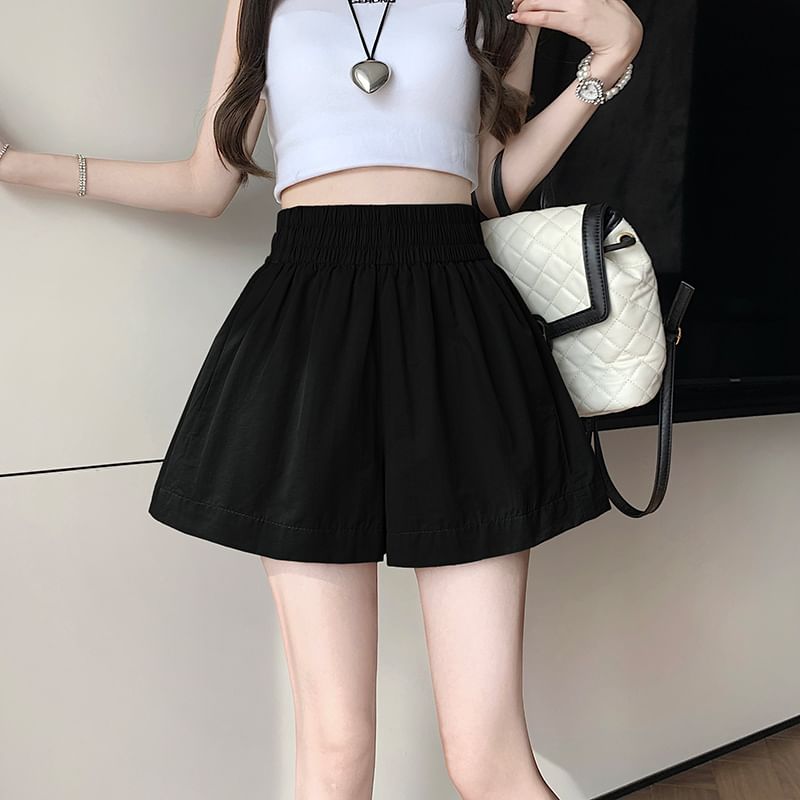 Waist Elastic Shorts Plain