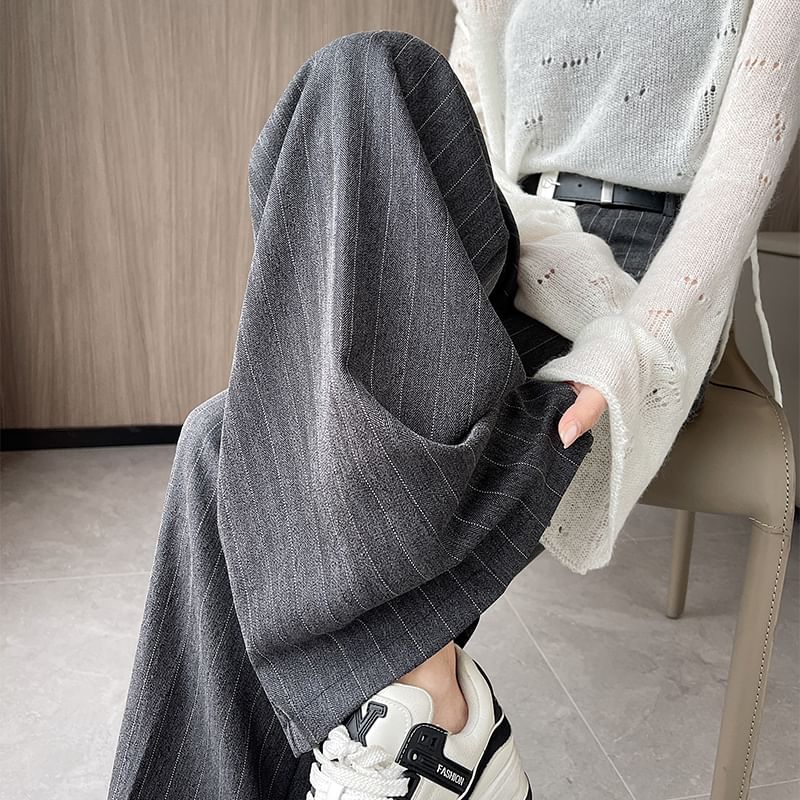 Wide High Rise Leg Dress Pinstriped Pants