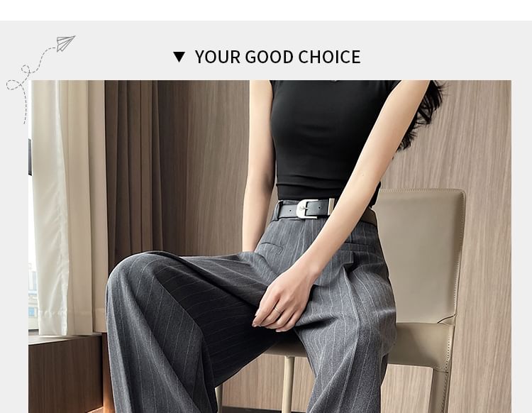 Wide High Rise Leg Dress Pinstriped Pants