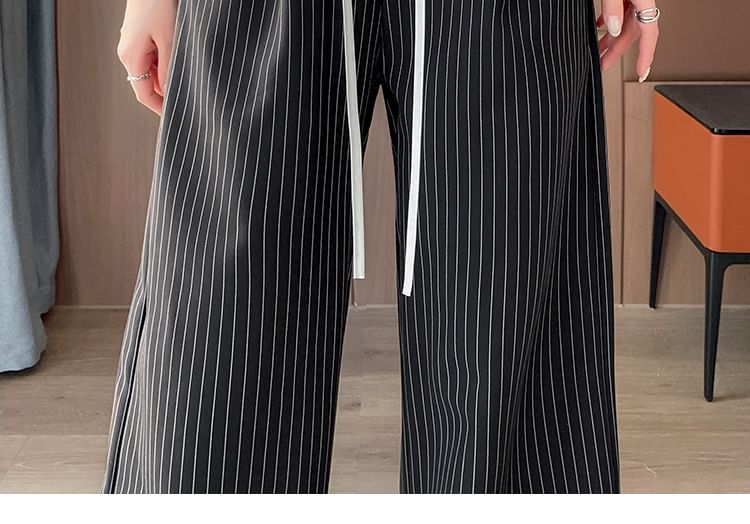 Pants (Various Pinstriped Drawstring Leg Wide Waist Designs)