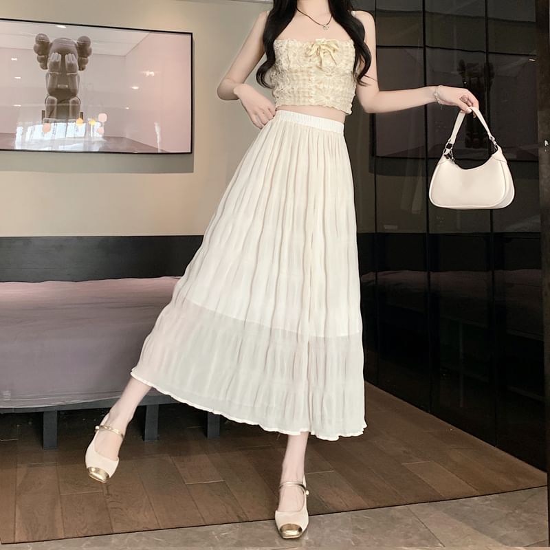 High Midi Waist Skirt Plain A-Line