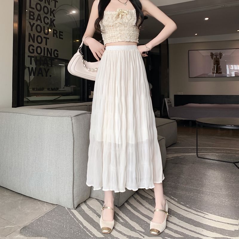 High Midi Waist Skirt Plain A-Line