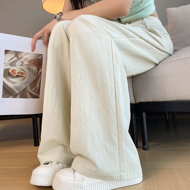 Designs) Rise Plain Wide High Slacks (Various Leg